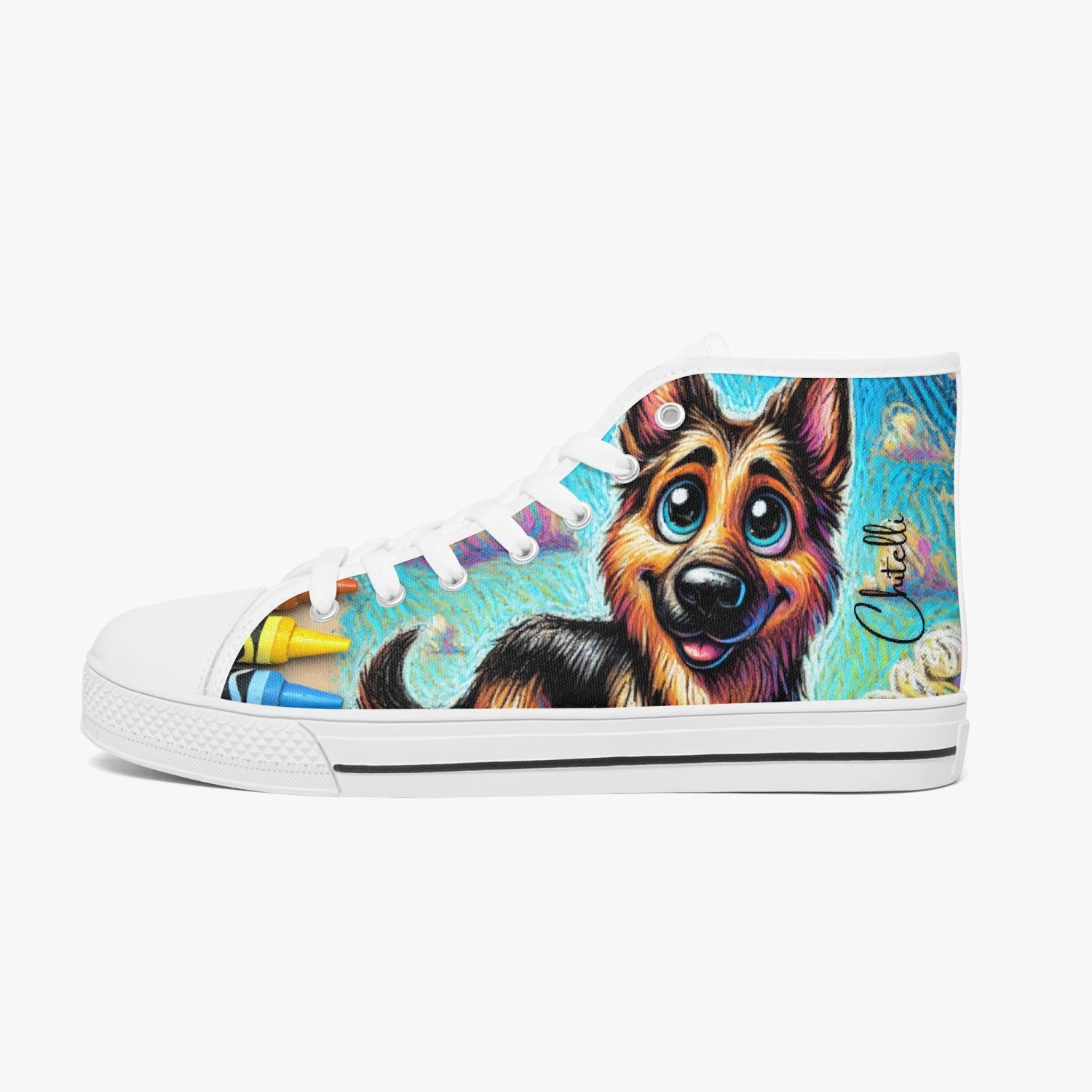 Chitelli's Rough Crayon German Sheppard High Tops