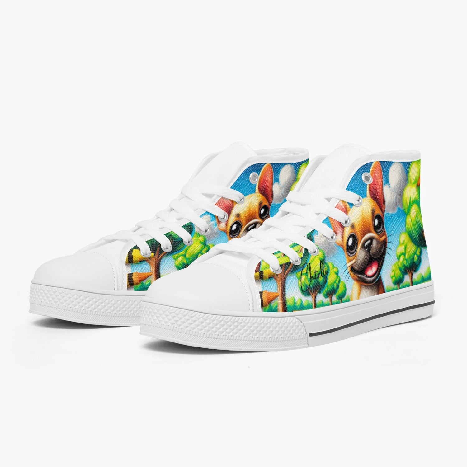 Chitelli's Cream French Bulldog High Tops