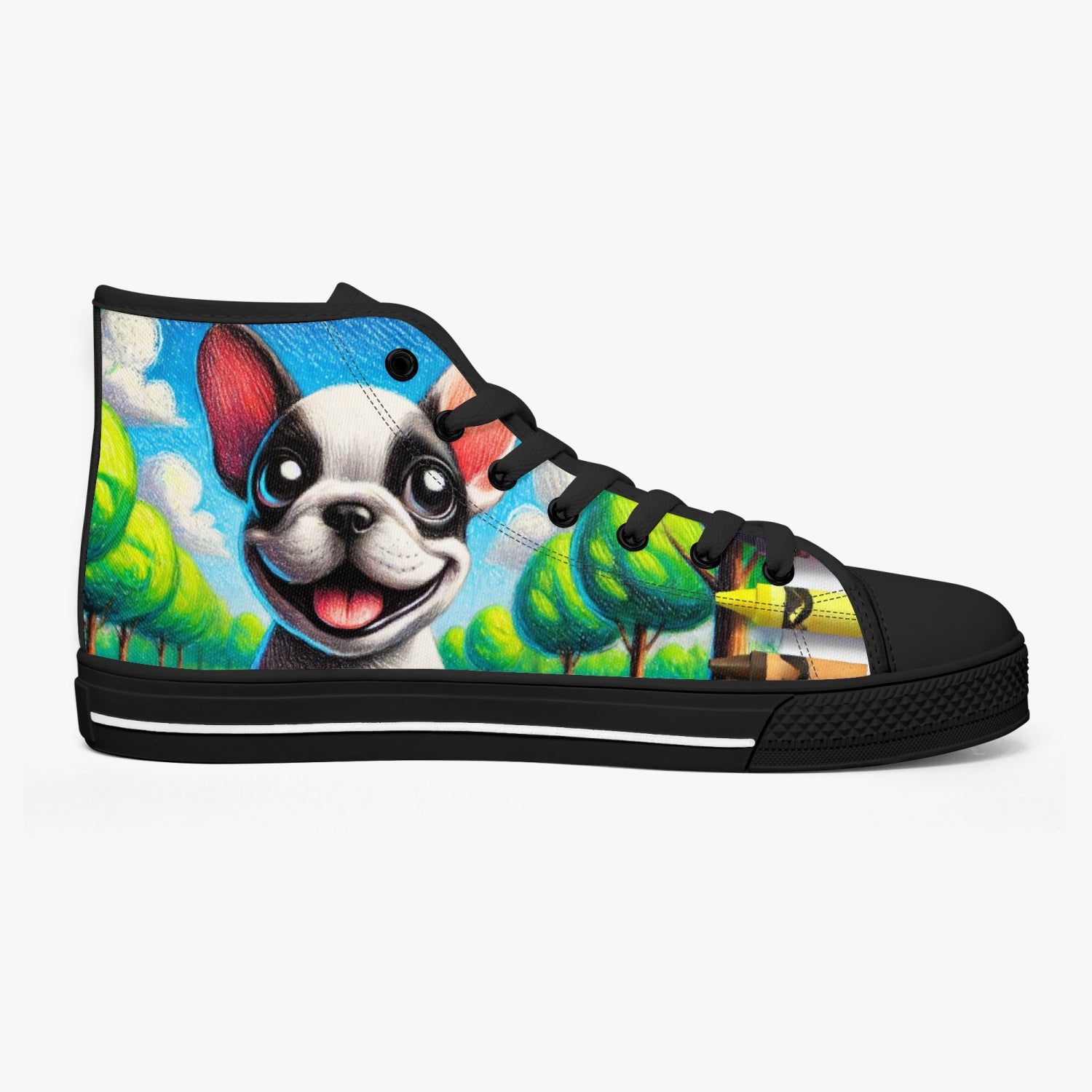 Chitelli's Black and White French Bulldog High Tops