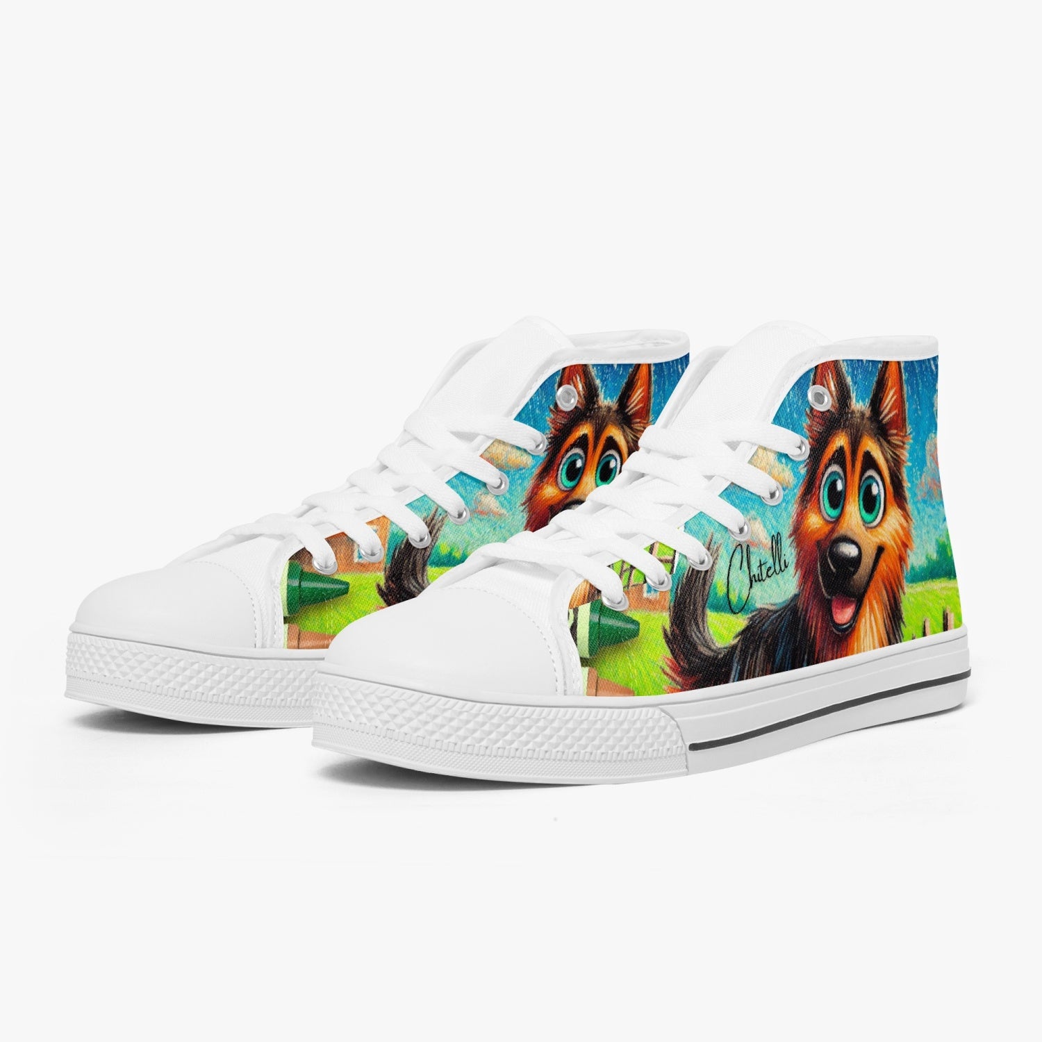 Chitelli's Crayon German Sheppard High Tops