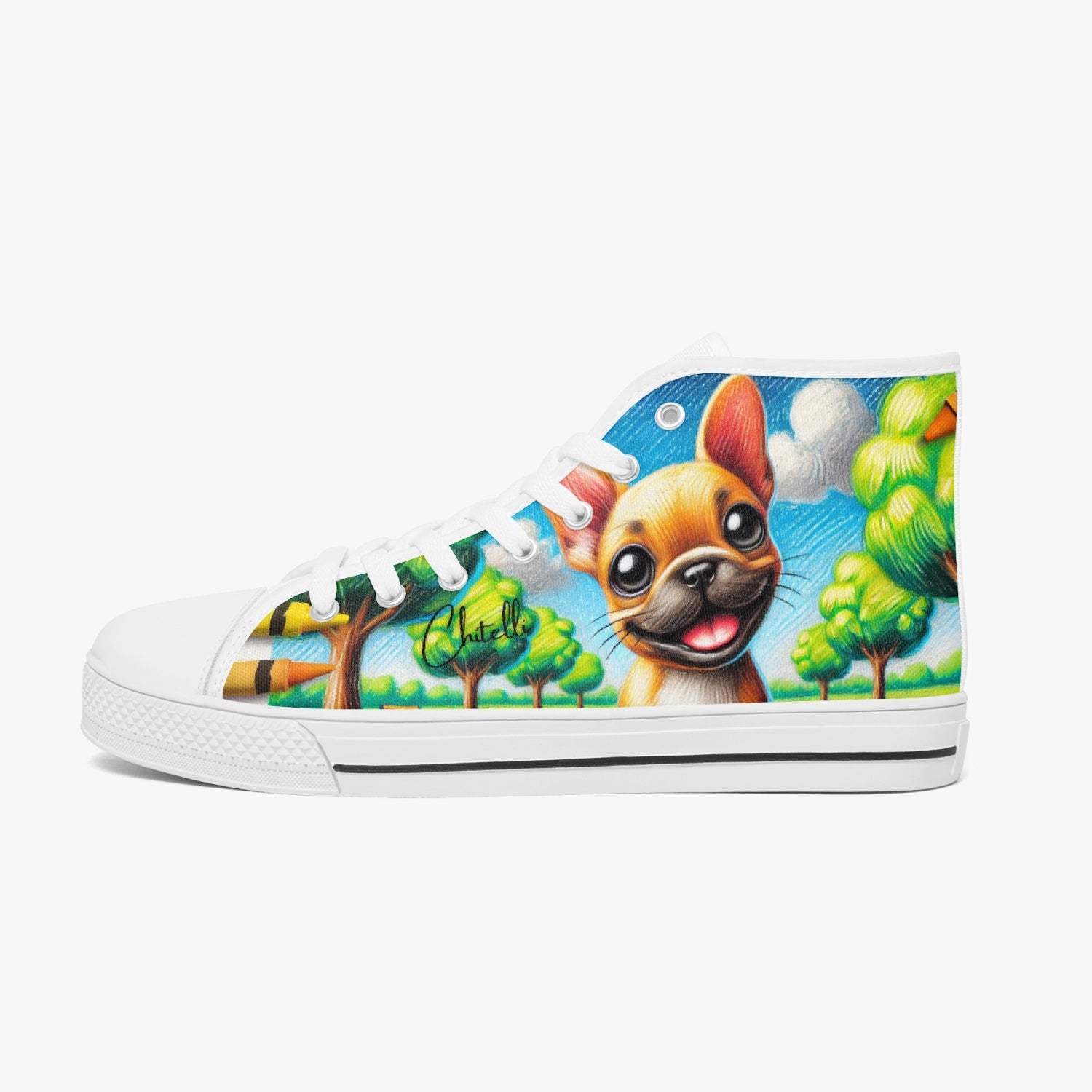 Chitelli's Cream French Bulldog High Tops