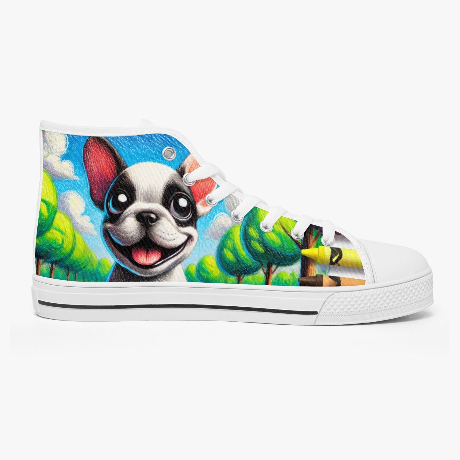 Chitelli's Black and White French Bulldog High Tops