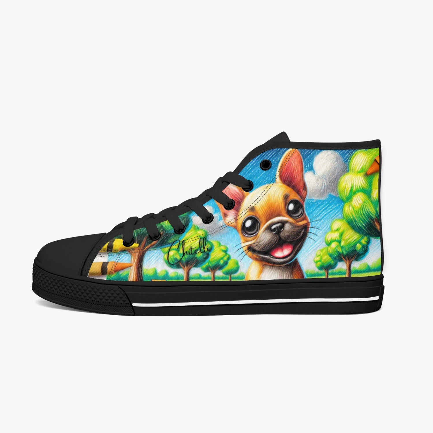 Chitelli's Cream French Bulldog High Tops