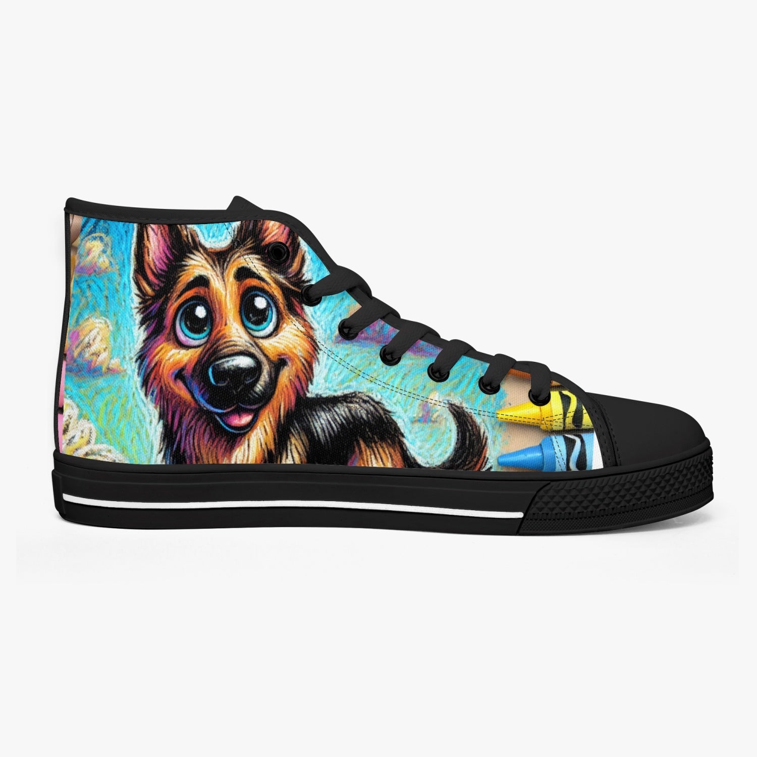 Chitelli's Rough Crayon German Sheppard High Tops