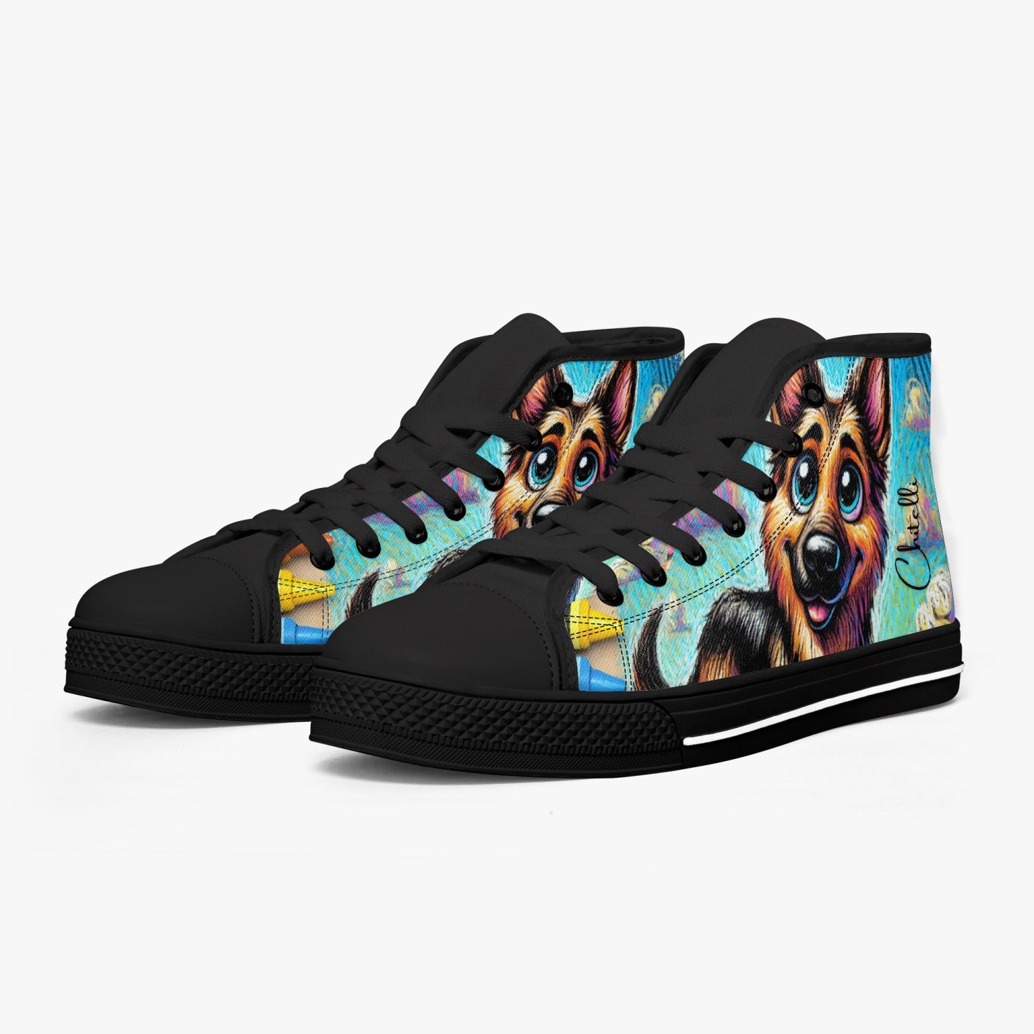 Chitelli's Rough Crayon German Sheppard High Tops