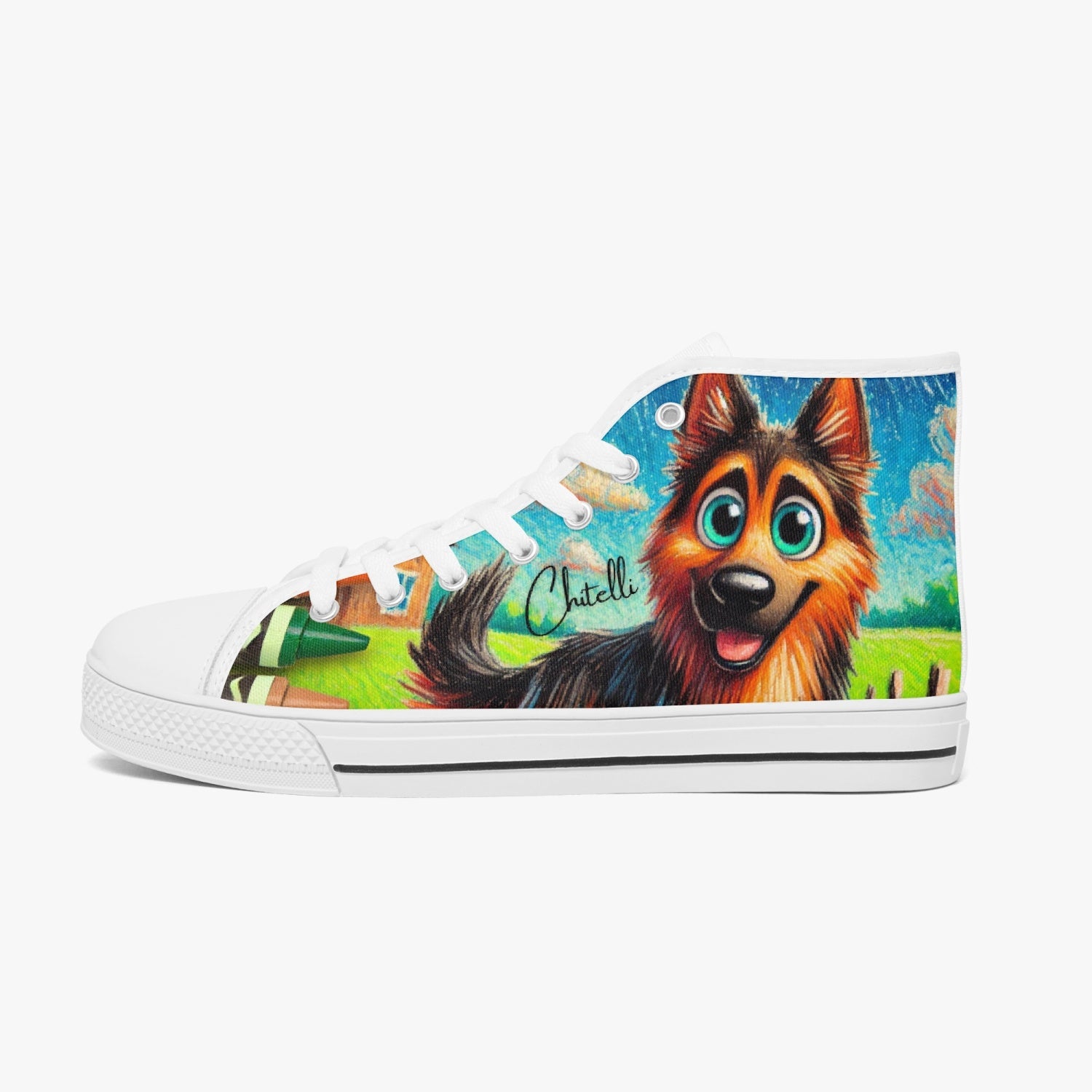 Chitelli's Crayon German Sheppard High Tops