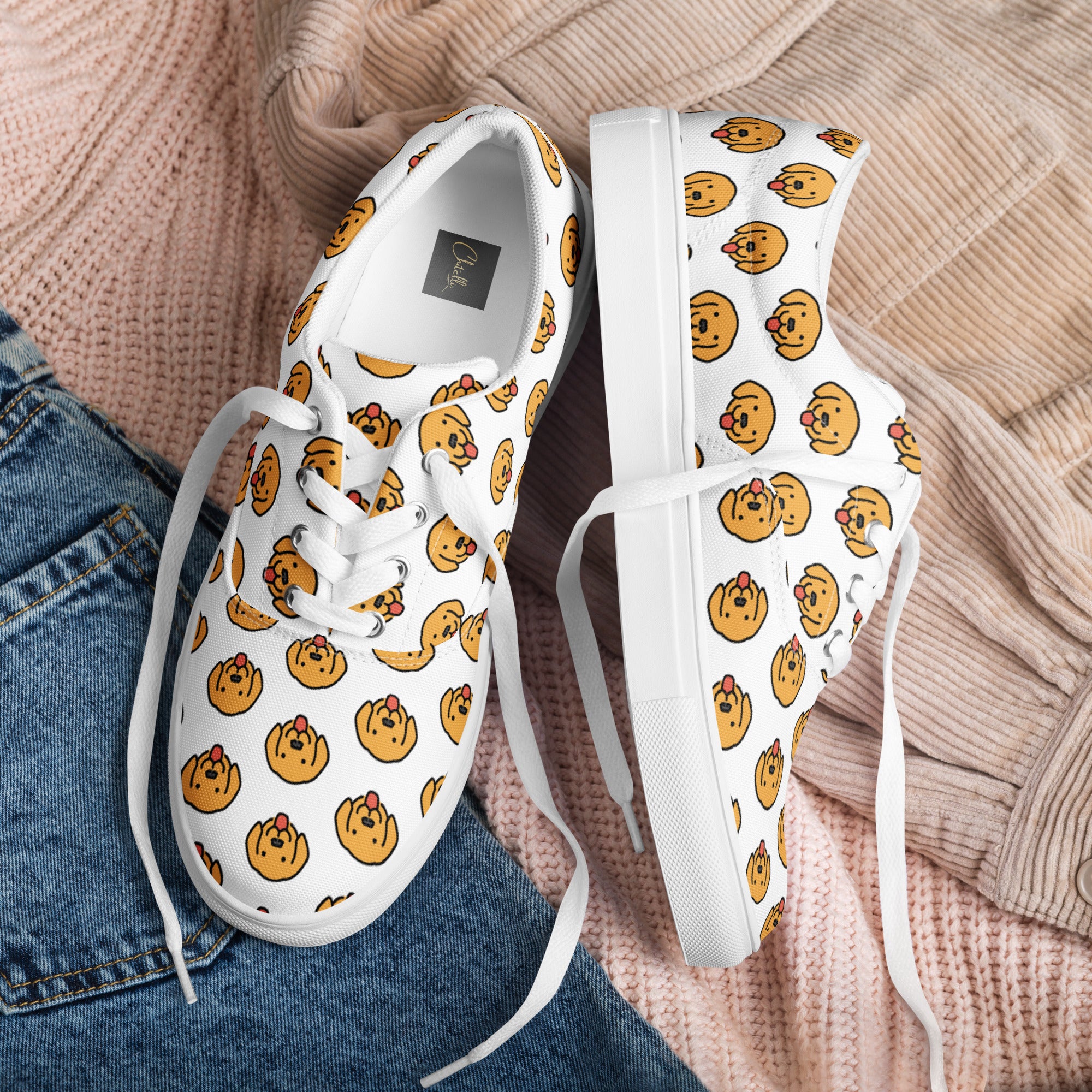 Chitelli's Happy Dog Emoji Men's Canvas Shoes