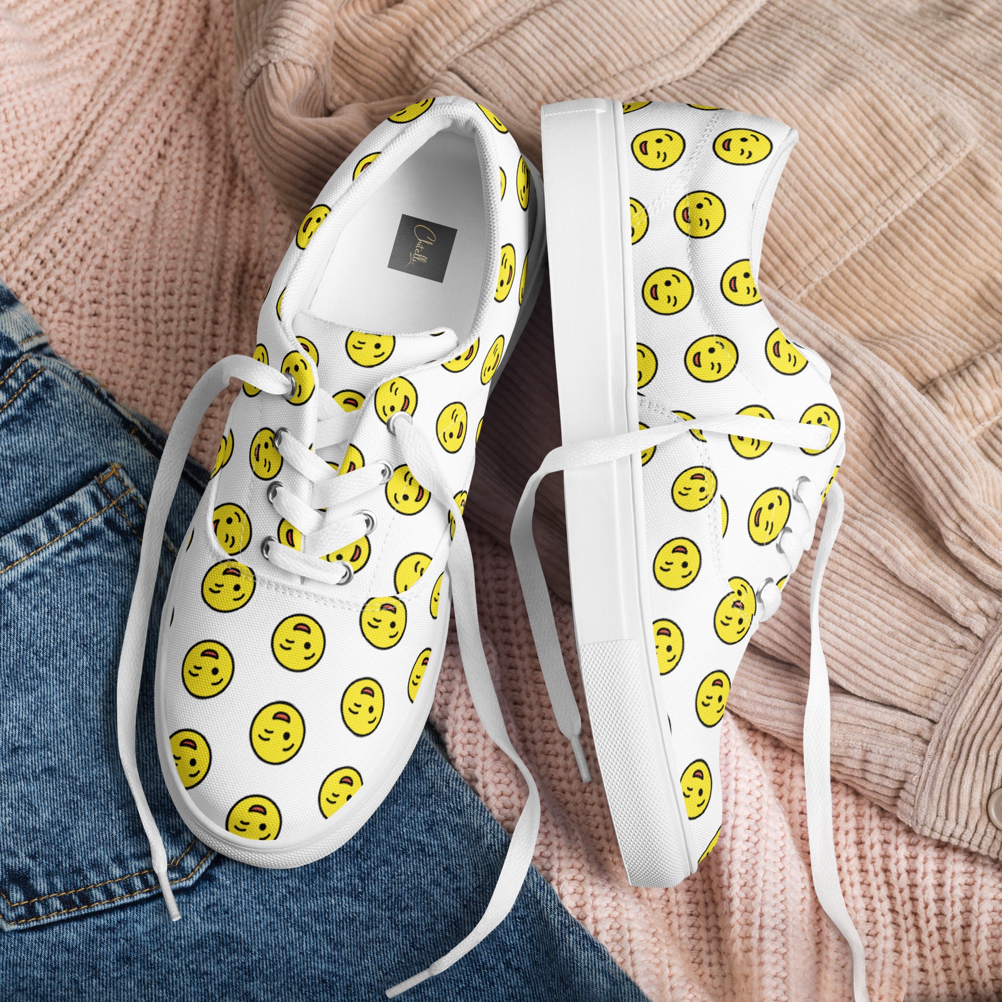 Chitelli's Winking Face Emoji Women's Canvas Shoes